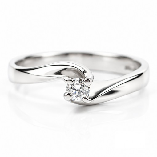 18К  Бяло Злато Диамантен Годежен Пръстен    Bloom Jewellery
